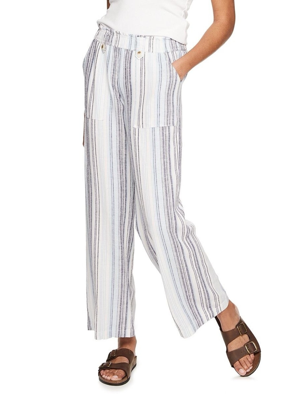 LOFT Striped Pants feature a relaxed wide-leg pants